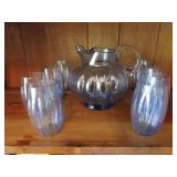blue pitcher & glasses