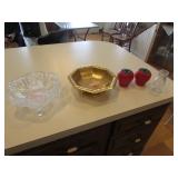 gold rosenthal bowl,strawberrys,milk bottle & dish