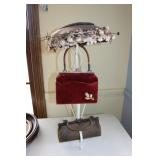 vintage purses,ladies hat, hat pins & stand