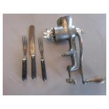 meat grinder & silverware