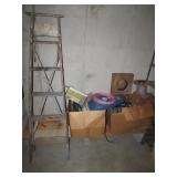 wood ladder,copper wire & misc items