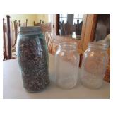 3 fruit jars incl:half gallon mason
