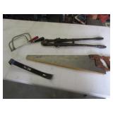 bolt cutters,saws & prybar