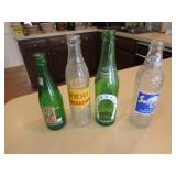 4 old soda bottles incl:7up