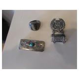 sterling silver ring,military medal & money clip