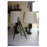 2 candlestick telephone lamps & tripod