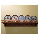 wall shelf & 5 collector plates