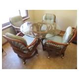 rattan bamboo kitchen table w/4 chairs