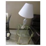 glass top end table & table lamp