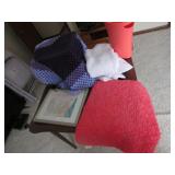 bathroom rugs,small afghan,picture & items