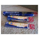 partial cling wrap & aluminum foil