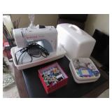 singer sewing machine w/case & items