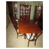 mahogany dining room table w/chairs & cabinet