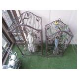 2 decorator cages w/figurines