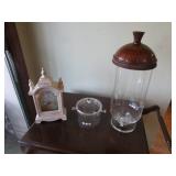 decorator clock,jar & glass dish