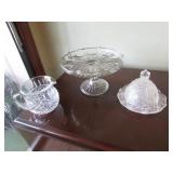 cake stand,cheese dish & pitcher
