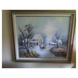 oil on canvas christmas scene by Larry Player
