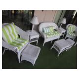 12 pc white wicker patio set (great shape)