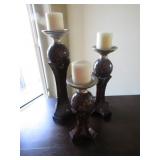 3 decorator candle stands