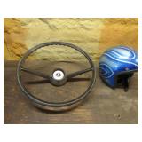 motorcycle helmet & steering wheel