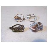 4 sterling silver brooches