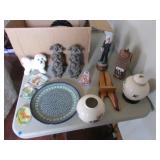 box of statues & items