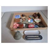 old bell,milk caps,adv. items & items