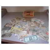 cigar box & all foreign paper money