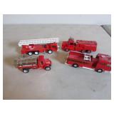 4 toy firetrucks