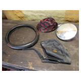 harley davidson/pow leater hat,mirror & items