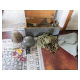 old trunk & all military items incl:2 helmets