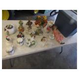 18 gal tote,figurines & misc items