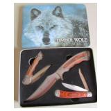 timber wolf knife set in case