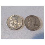 2- franklin silver half dollars