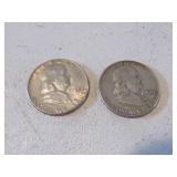 2- franklin silver half dollars