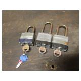 3 locks w/keys
