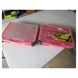 2 red organizers & contents