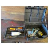 black toolbox & hand tools
