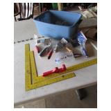blue tote,yellow squares & mason tools