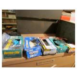 partial boxes of rubber gloves & items