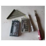 2 socket sets,square & 2 yankee screwdrivers