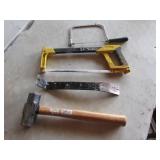 yellow saw,hand sledge,prybar & saw