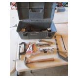 gray toolbox,hammer,c-clamp,wrenches,tools