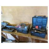 2 black toolboxes,socket set & items