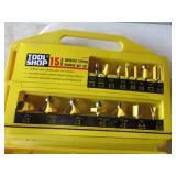 15 pc tool shop router bit set in yellow case