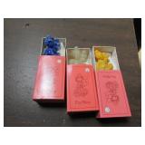 3 mosser pee wee glass clowns w/boxes