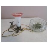 essex crystal bowl & humming bird lamp