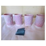 4 pink glass st.clair tumblers