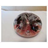 joe rice etched glass paperweight
