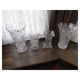 4 glass vases incl;waterford crystal vase